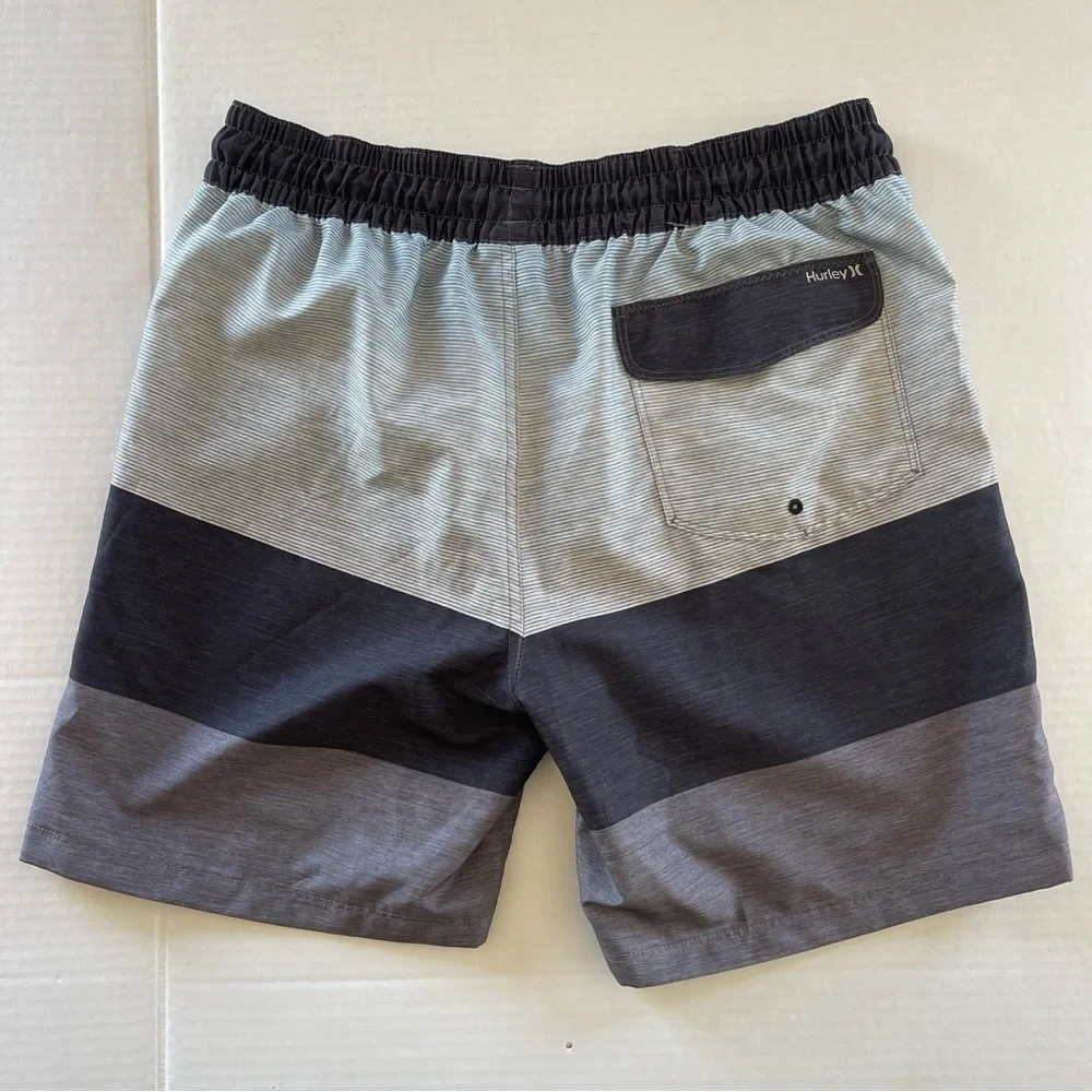 Men Hurley Color-block Gray-Black  Drawstring Lined Swim Board Shots size Large